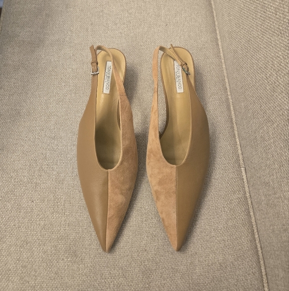 Tony Bianco Tan Pointed Toe Slingback Heels - Picture 1 of 3